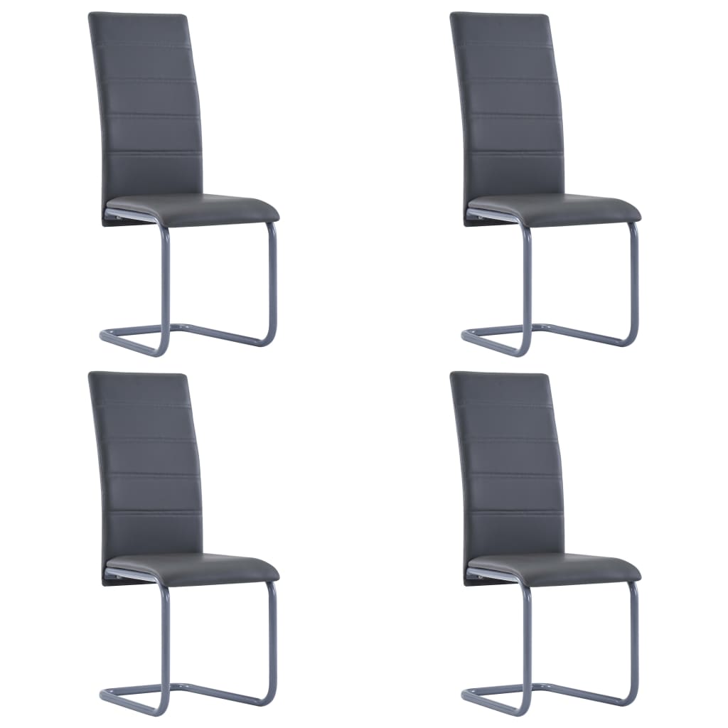 Cantilever Dining Chairs Gray Faux Leather Grey 282093