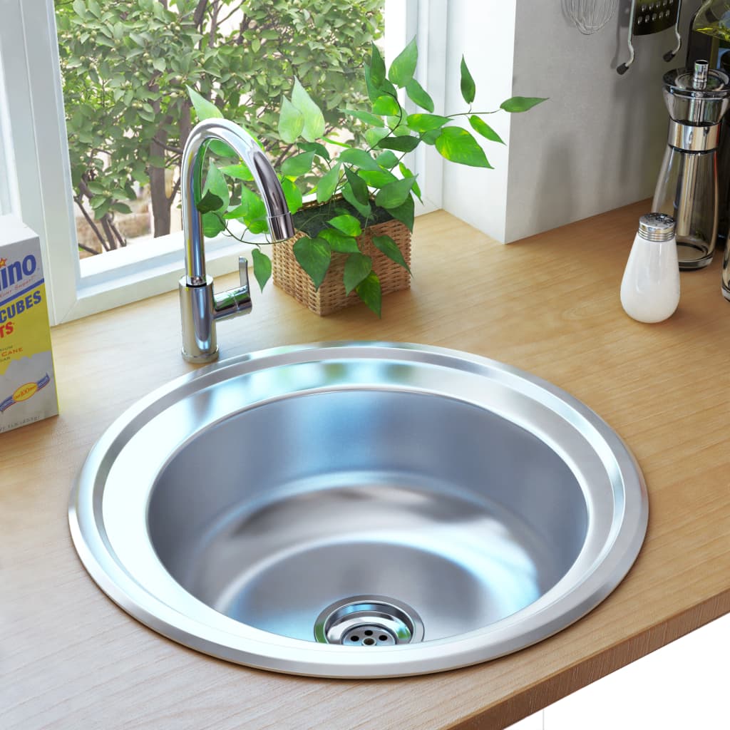Kitchen Sink With Strainer And Trap Stainless Steel 145070