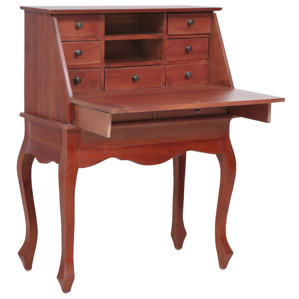 Secretary Desk Solid Mahogany Wood Brown 283841