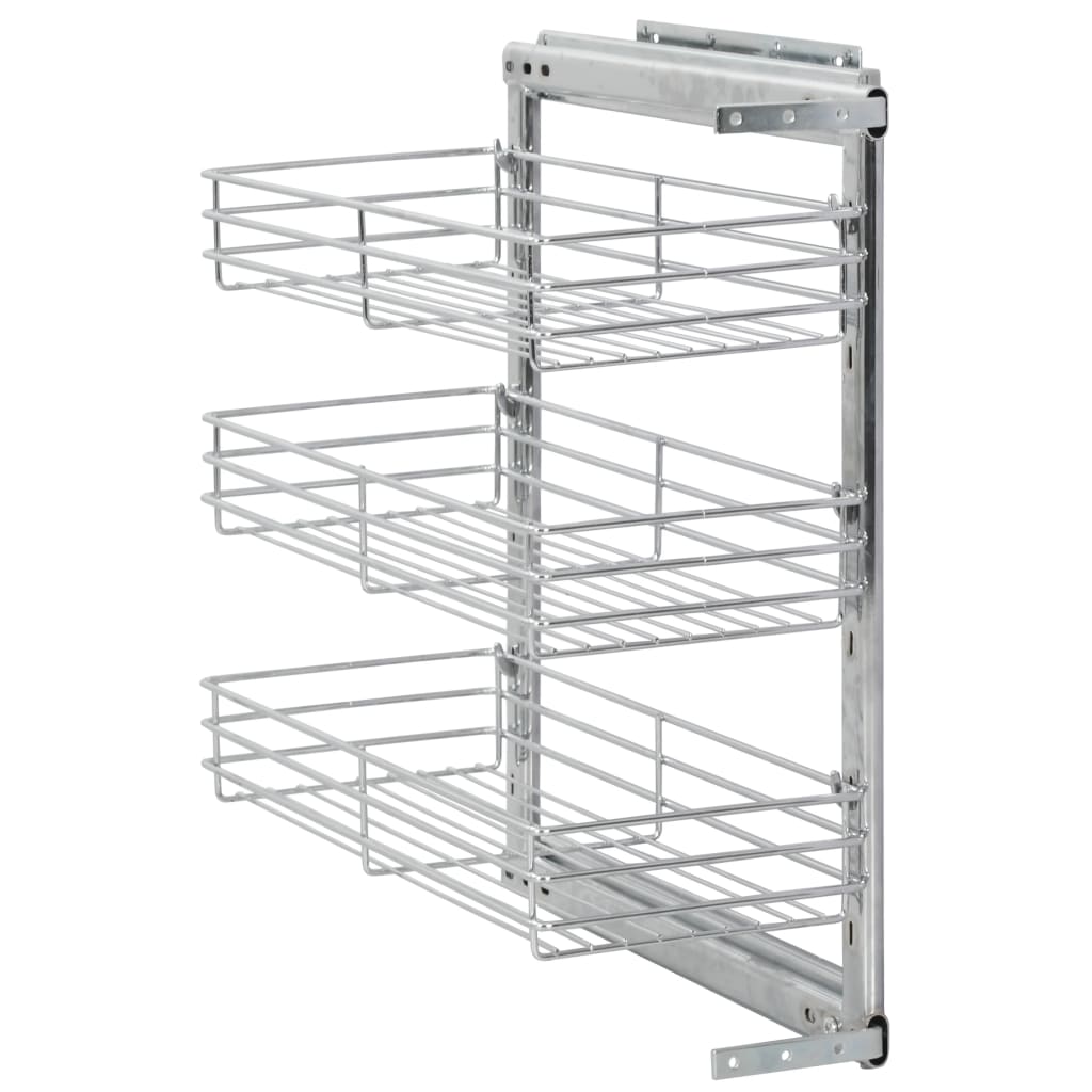 Tier Pull Out Kitchen Wire Basket Silver 50968