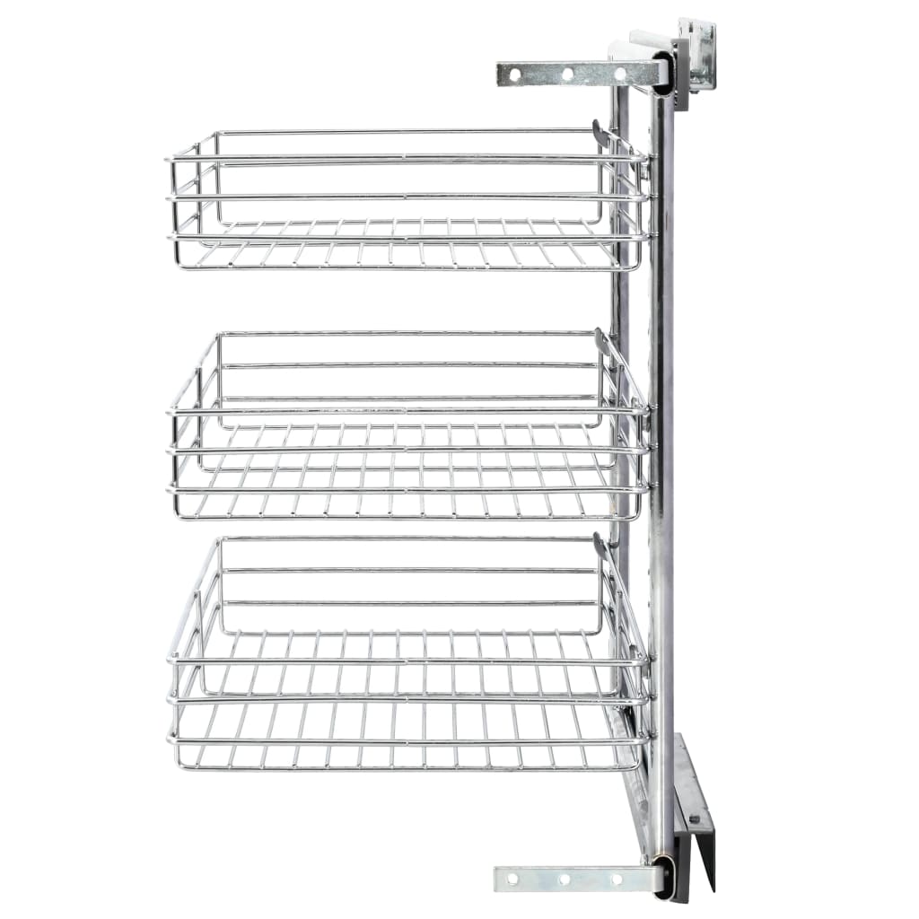 Tier Pull Out Kitchen Wire Basket Silver 50970