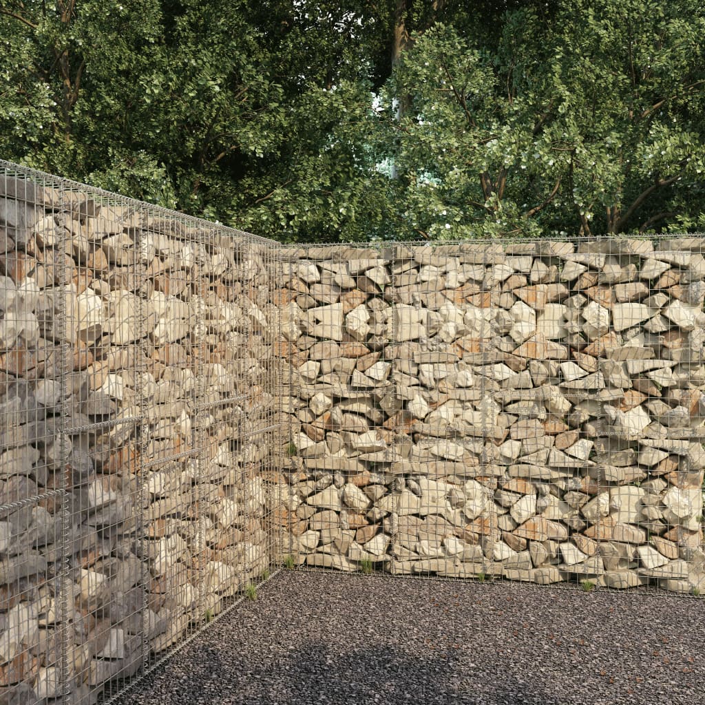 Gabion Wall With Cover Galvanised Steel Silver 145090
