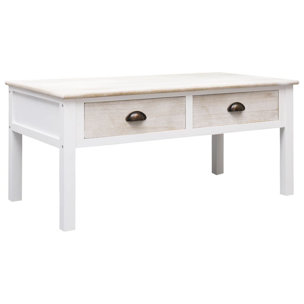 Coffee Table White And Natural Wood Brown 284140