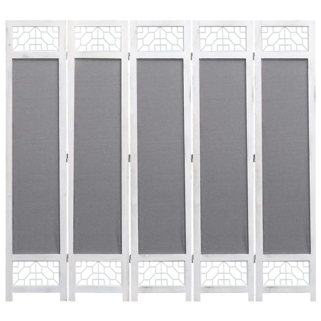 Panel Room Divider Gray Fabric Grey 284183