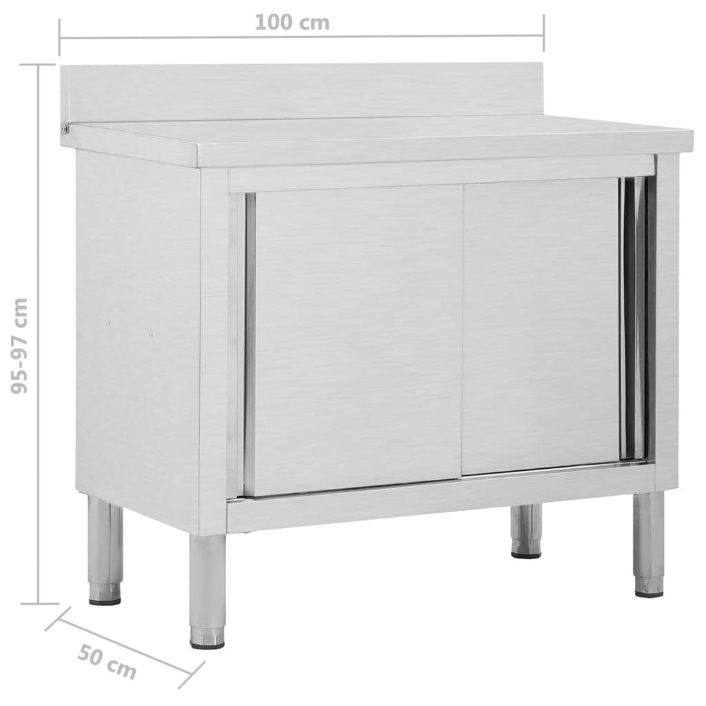 Work Table With Sliding Doors Stainless Steel 51050