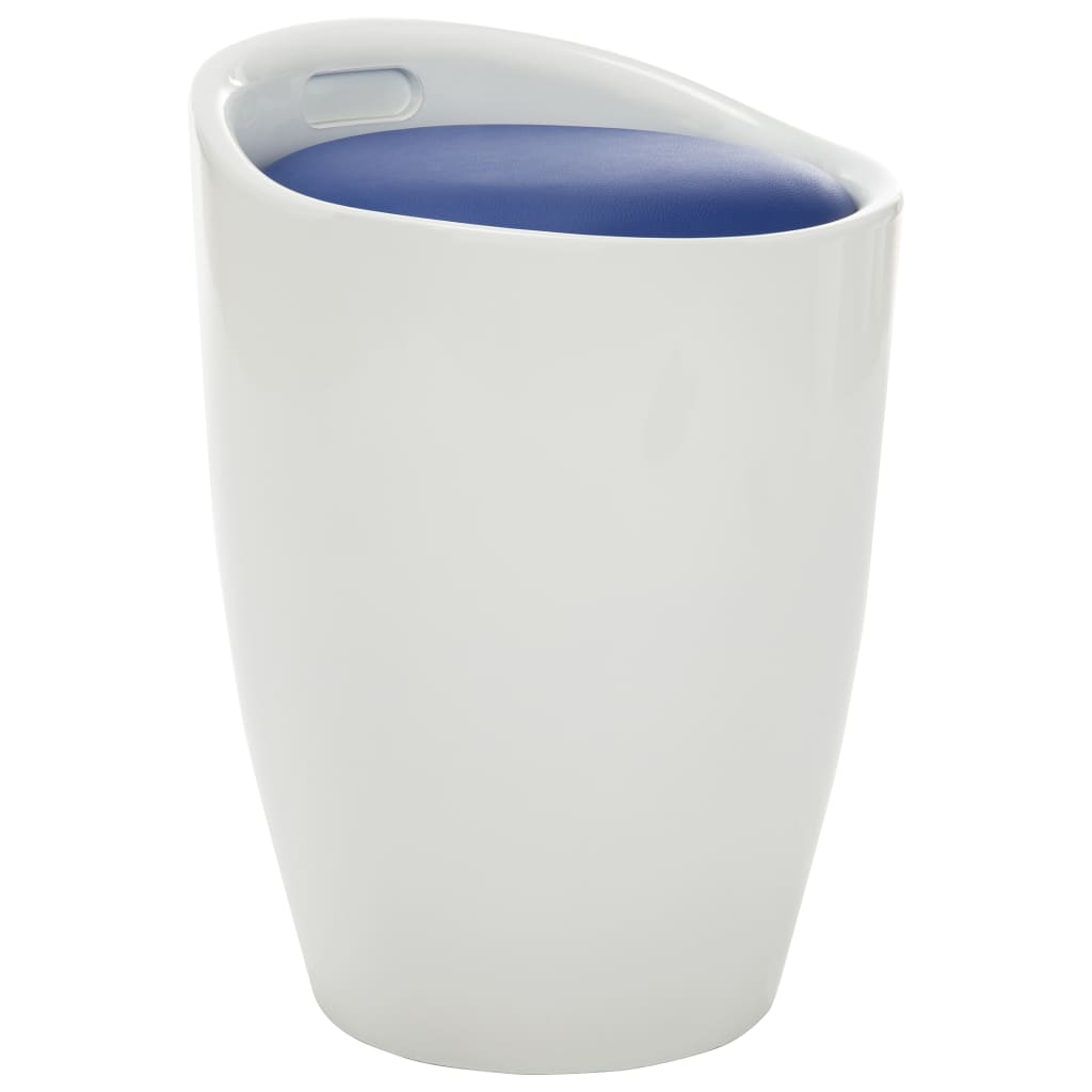 Storage Stool And Blue Faux Leather White 249798