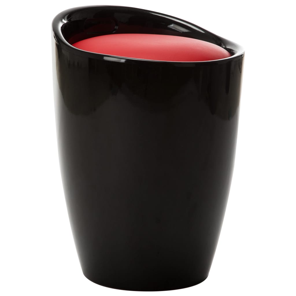 Storage Stool And Red Faux Leather Black 249800