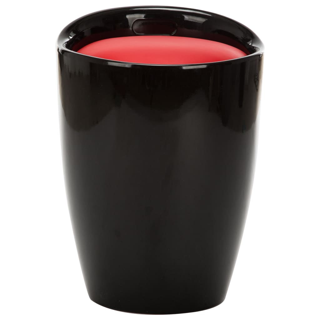 Storage Stool And Red Faux Leather Black 249800