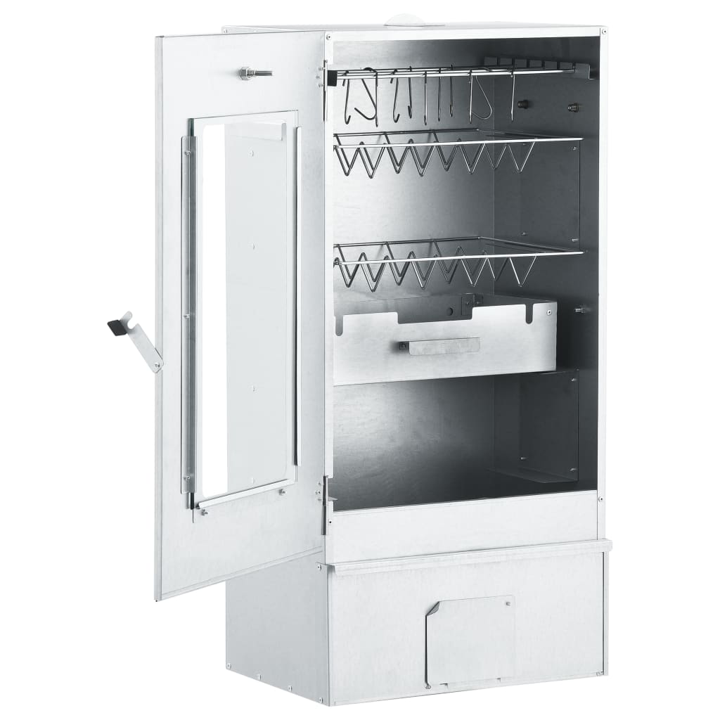 Bbq Oven Smoker With Wood Chips Silver 46528