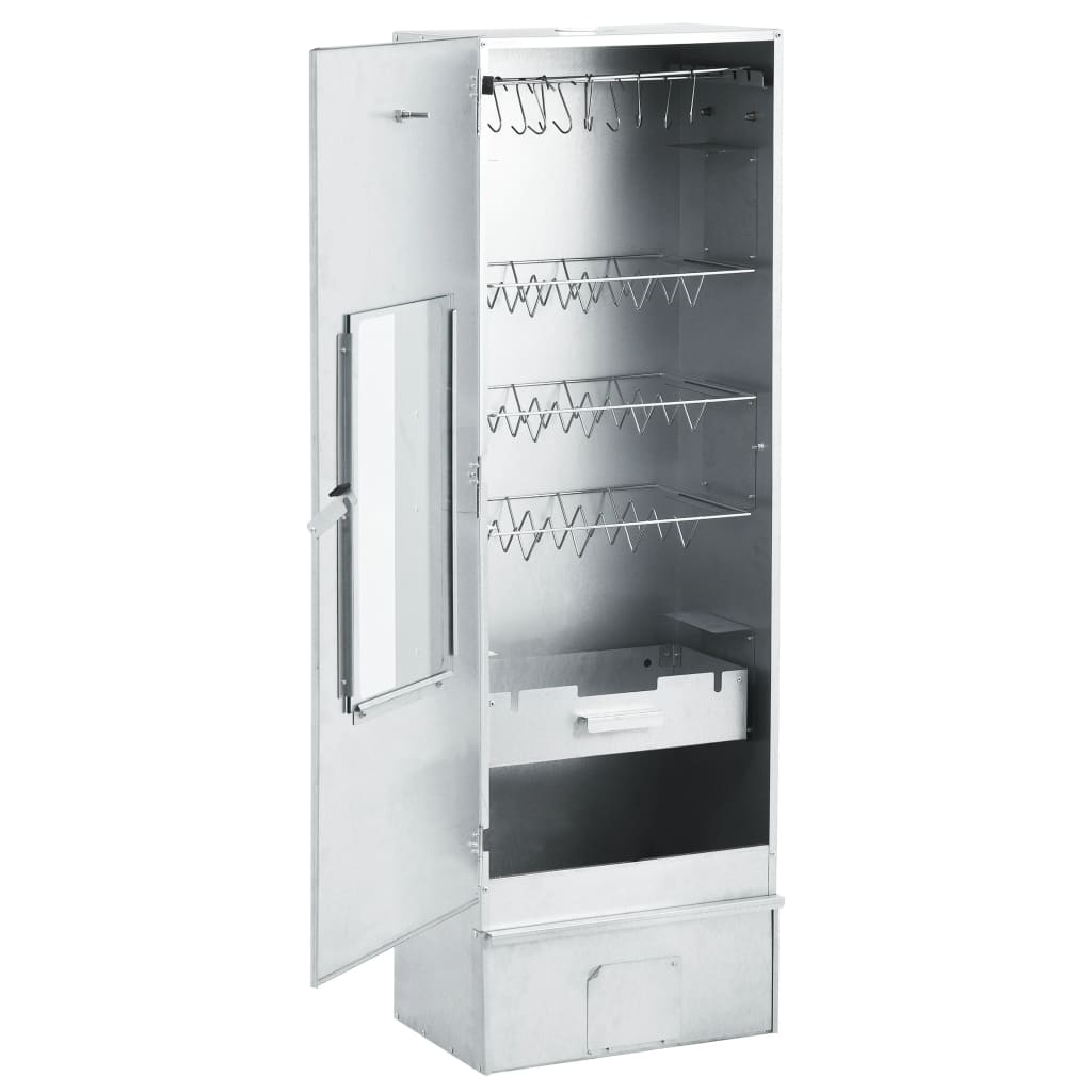Bbq Oven Smoker With Wood Chips Silver 46528