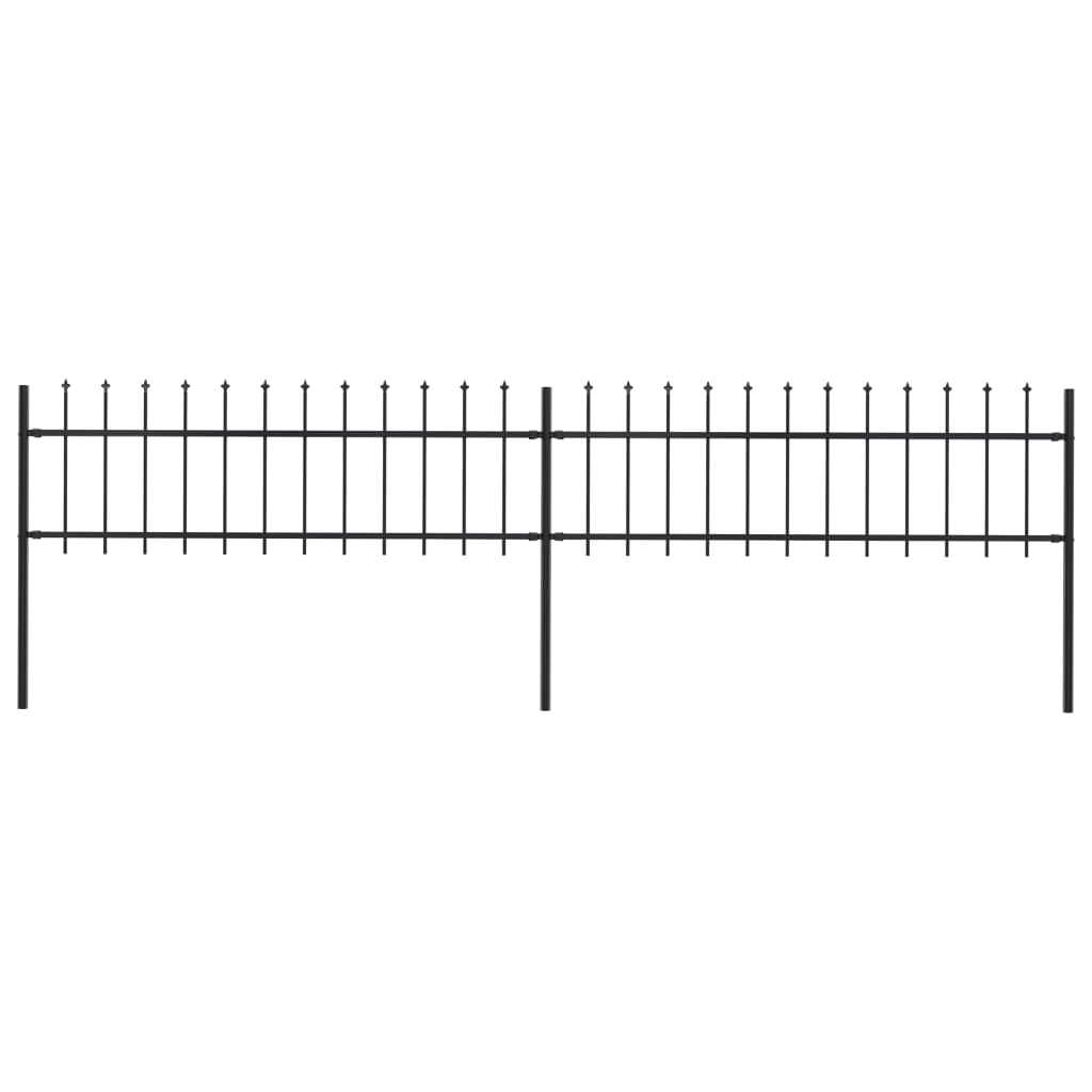 Garden Fence With Spear Top Steel Black 277594