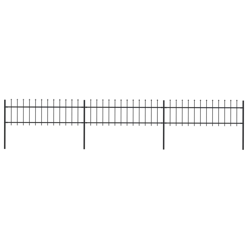 Garden Fence With Spear Top Steel Black 277594