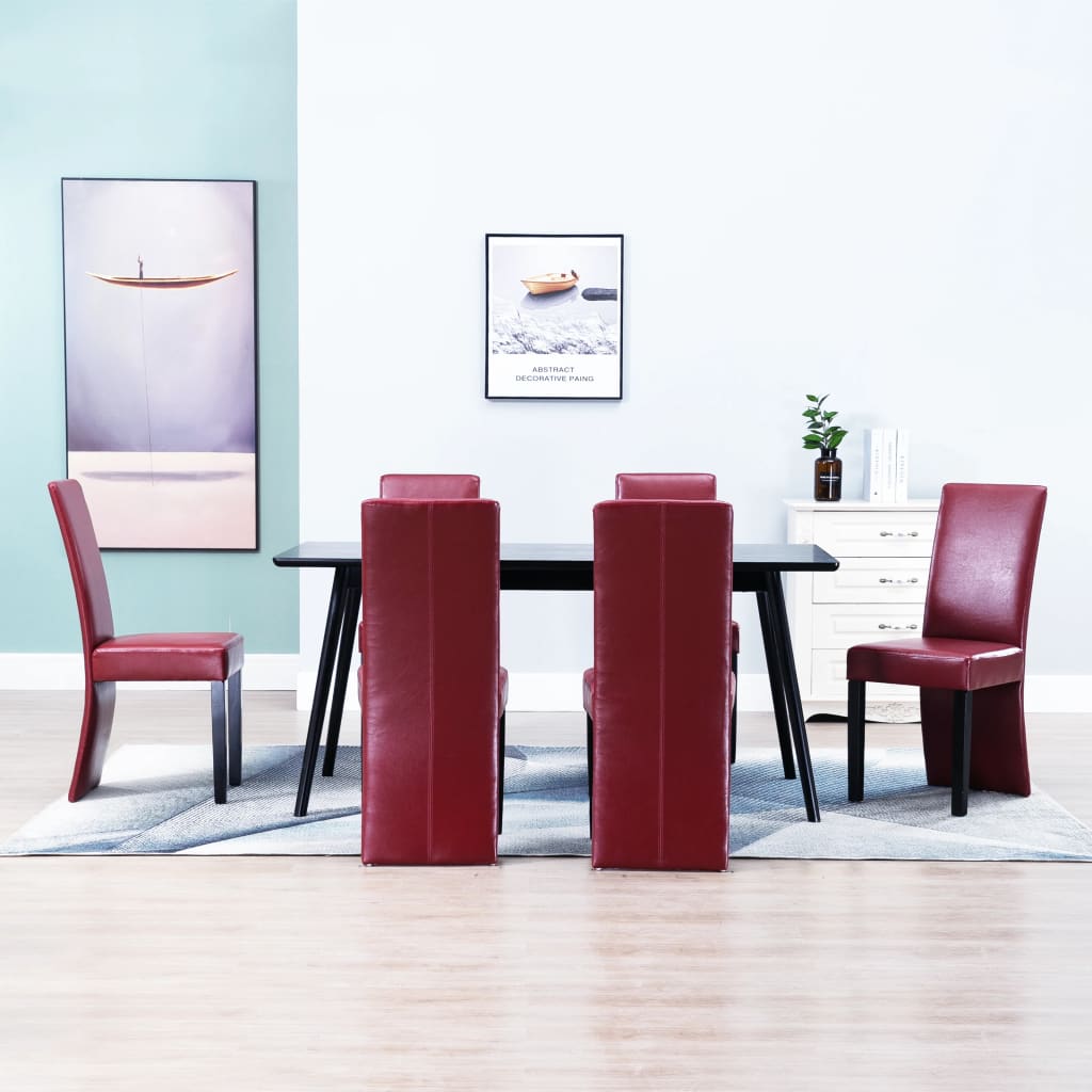Dining Chairs Wine Faux Leather Red 277224