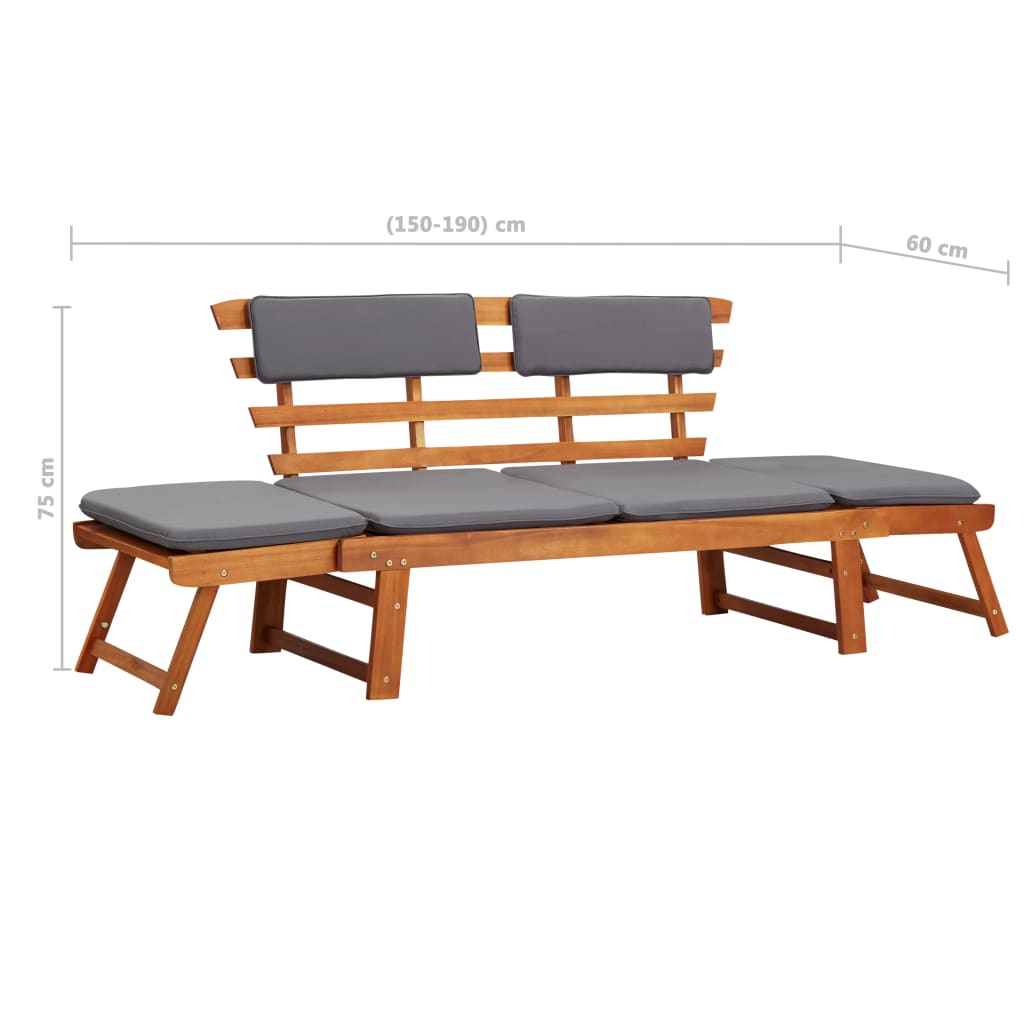 In Patio Daybed With Cushion Solid Acacia Wood Brown 45960