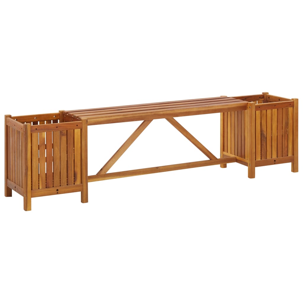 Patio Bench With Planters Solid Acacia Wood Brown 46344