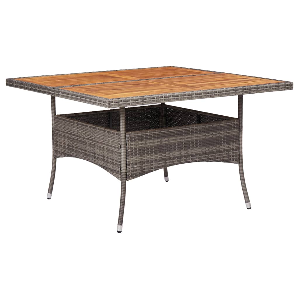 Patio Dining Table Poly Rattan And Solid Acacia Wood 46187