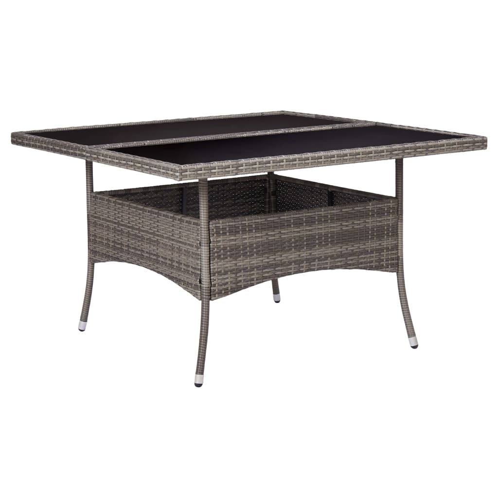 Patio Dining Table Gray Poly Rattan And Glass Grey 46190