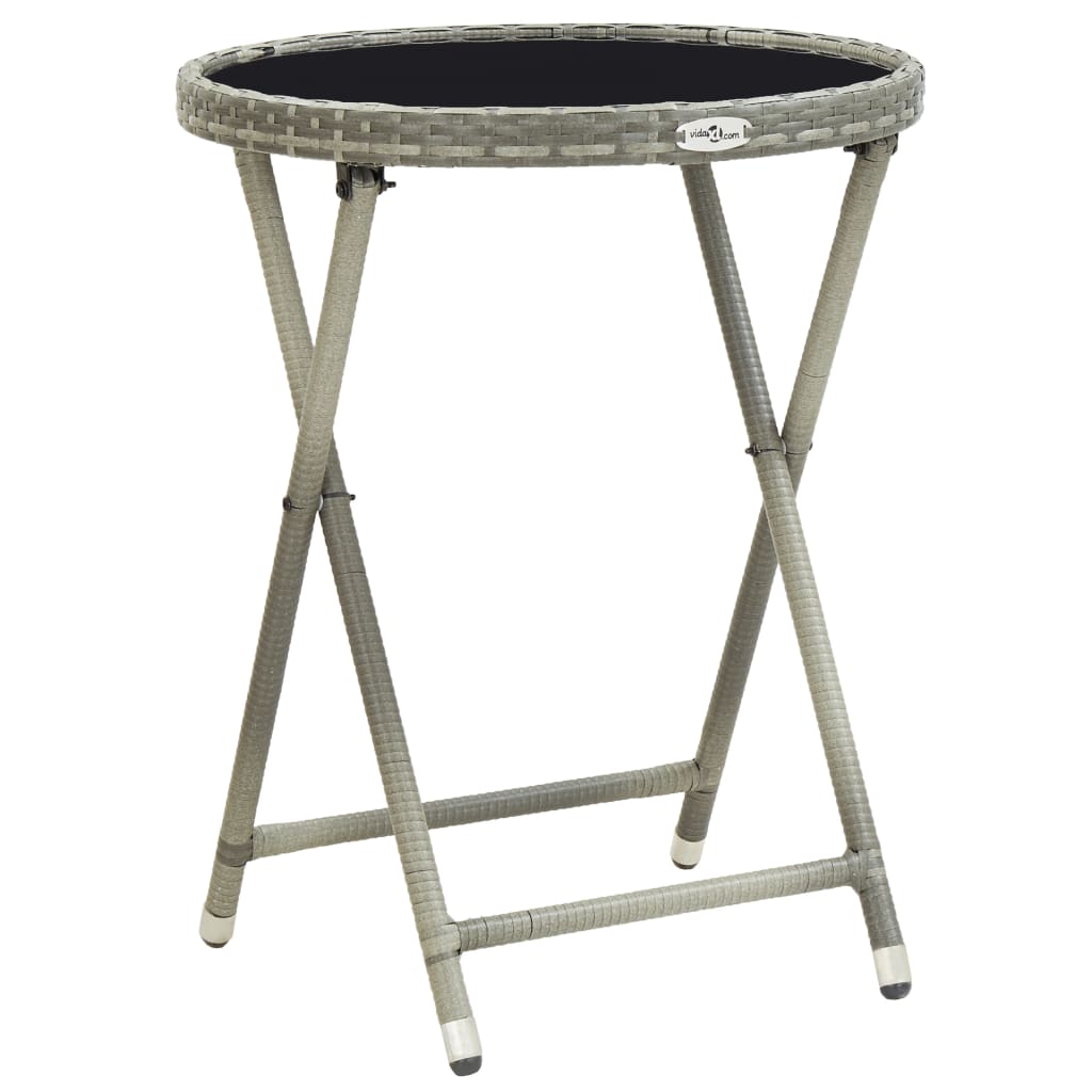 Tea Table Poly Rattan And Tempered Glass Black 46203