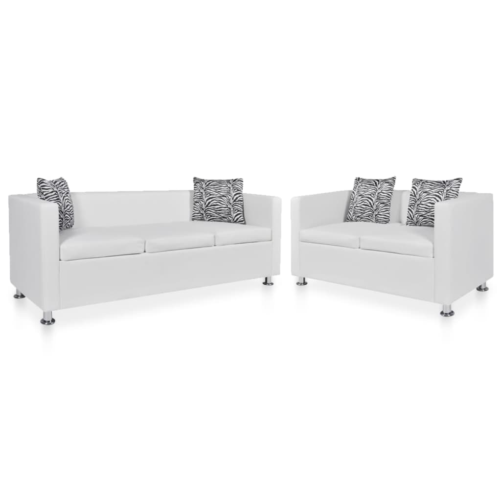 Sofa Set Armchair And Seater Faux Leather White 278520