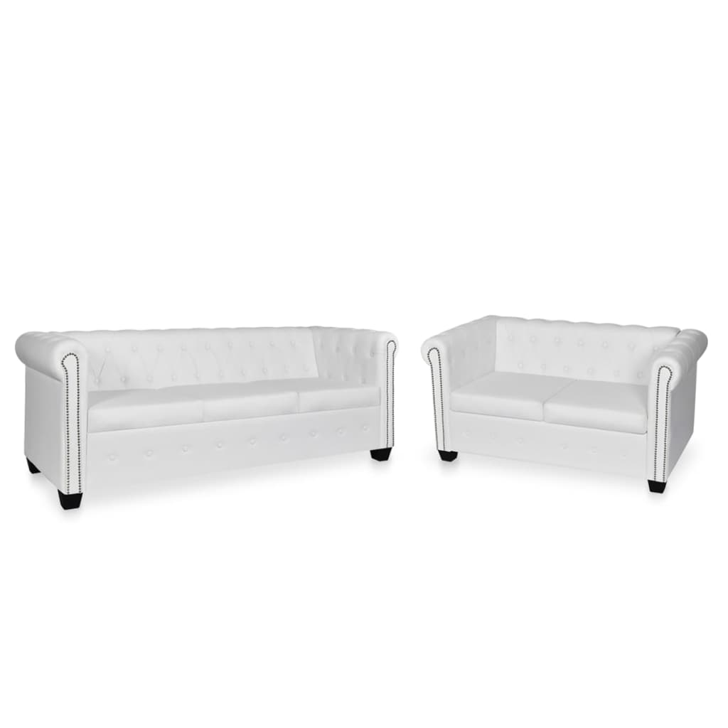 Sofa Set Armchair And Seater Faux Leather White 278521