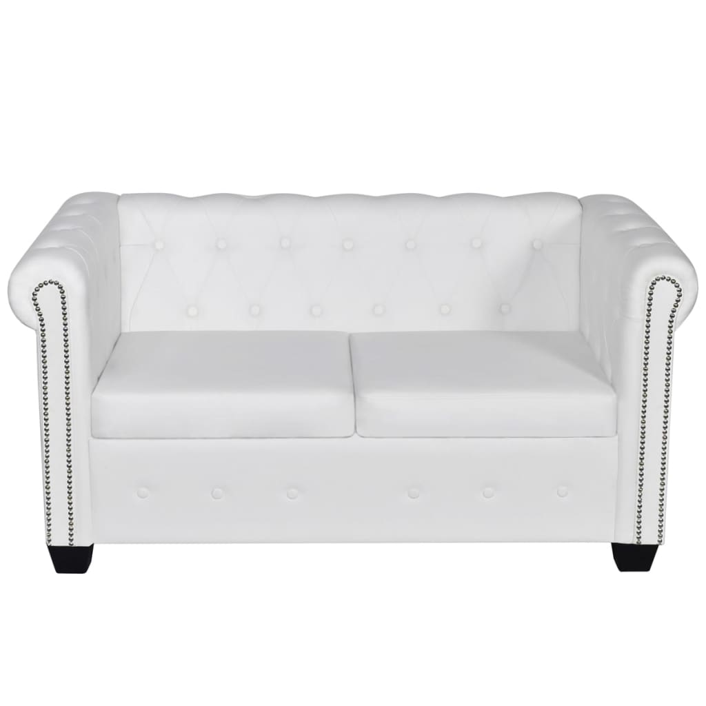 Sofa Set Armchair And Seater Faux Leather White 278520