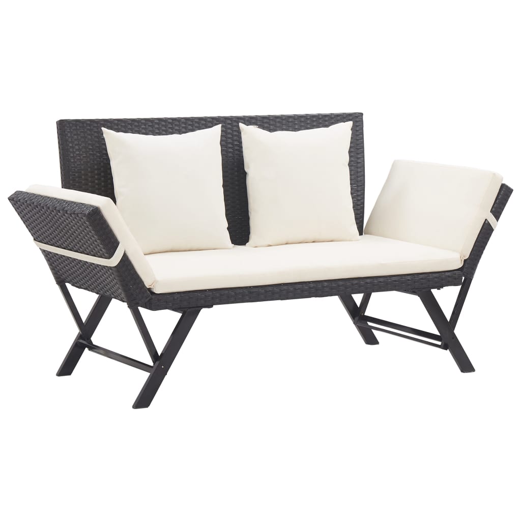 Patio Bench With Cushions Poly Rattan Black 46230
