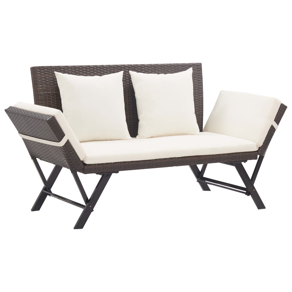 Patio Bench With Cushions Poly Rattan Black 46230