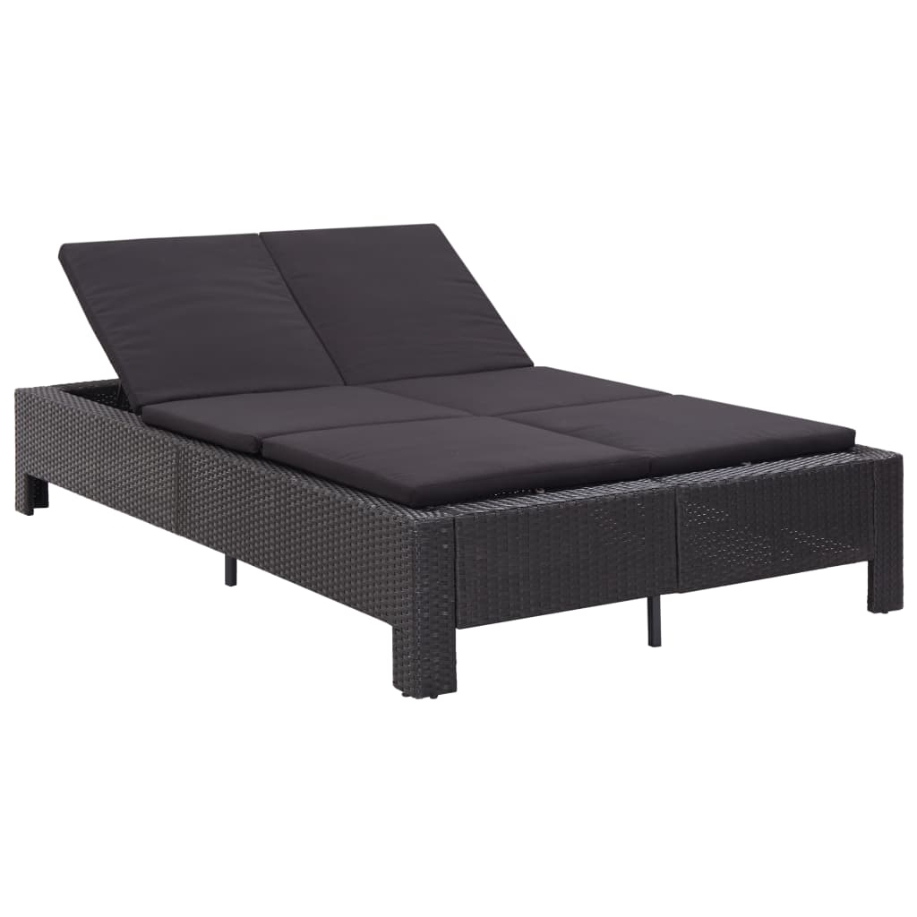 Person Sunbed With Cushion Gray Poly Rattan Grey 46240