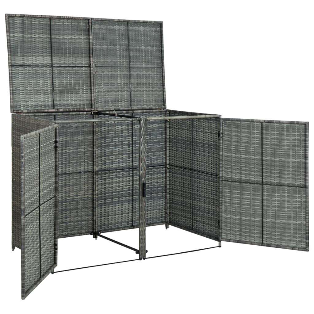 Double Wheelie Bin Shed Poly Rattan Anthracite 46463