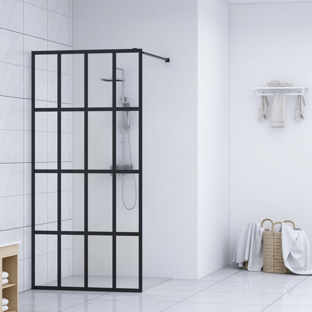 Walk In Shower Screen Clear Tempered Glass White 145674