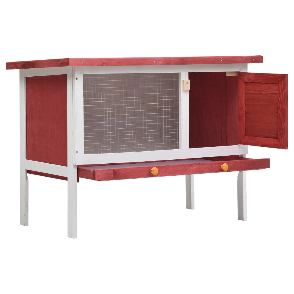 Outdoor Rabbit Hutch Layer Wood Red 170830