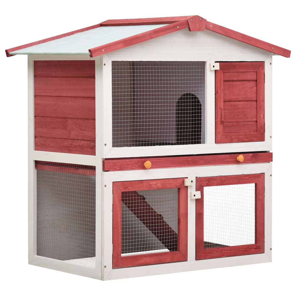 Outdoor Rabbit Hutch Layer Wood Red 170830