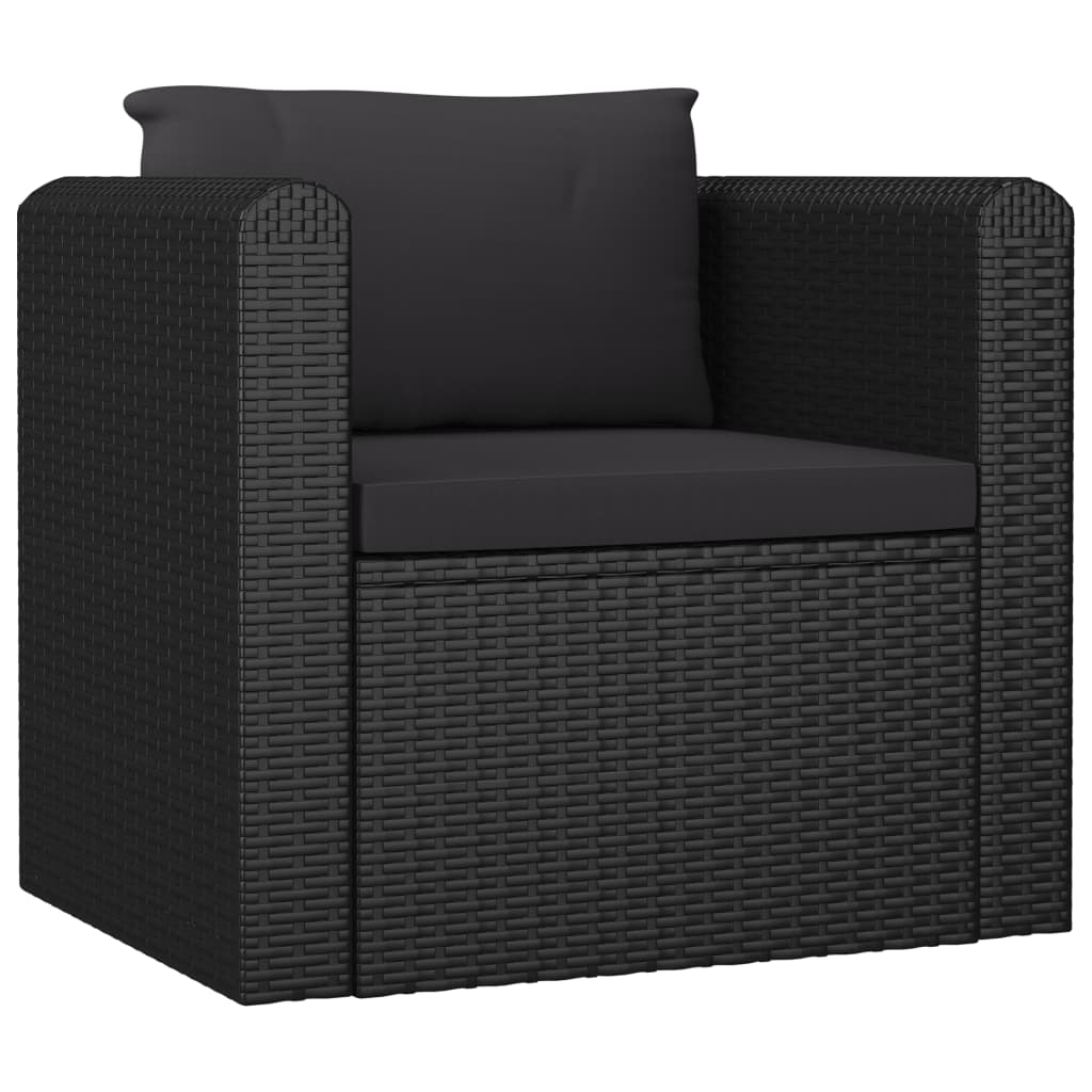 Single Sofa With Cushions Poly Rattan Black 46555
