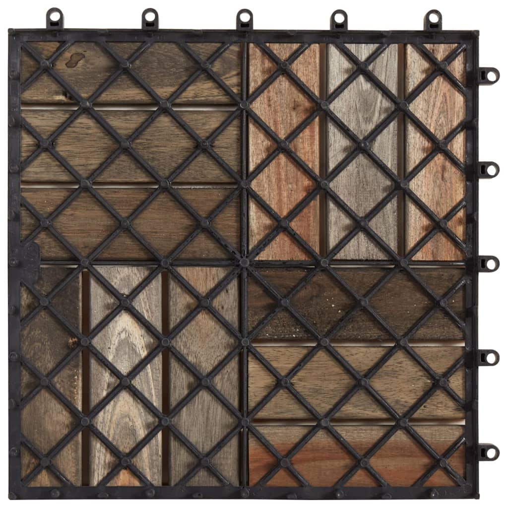 Decking Tiles Gray Wash Solid Acacia Wood Grey 46586