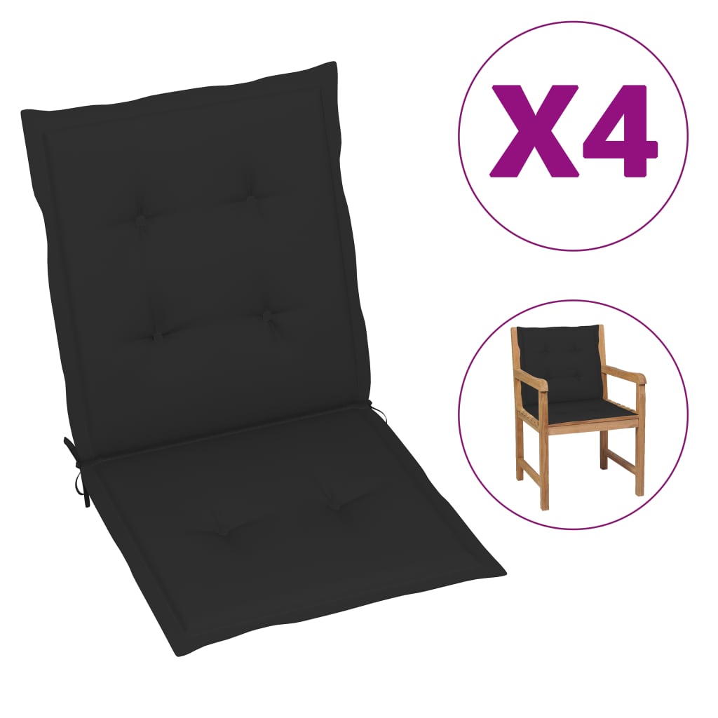 Garden Chair Cushions Black 47560