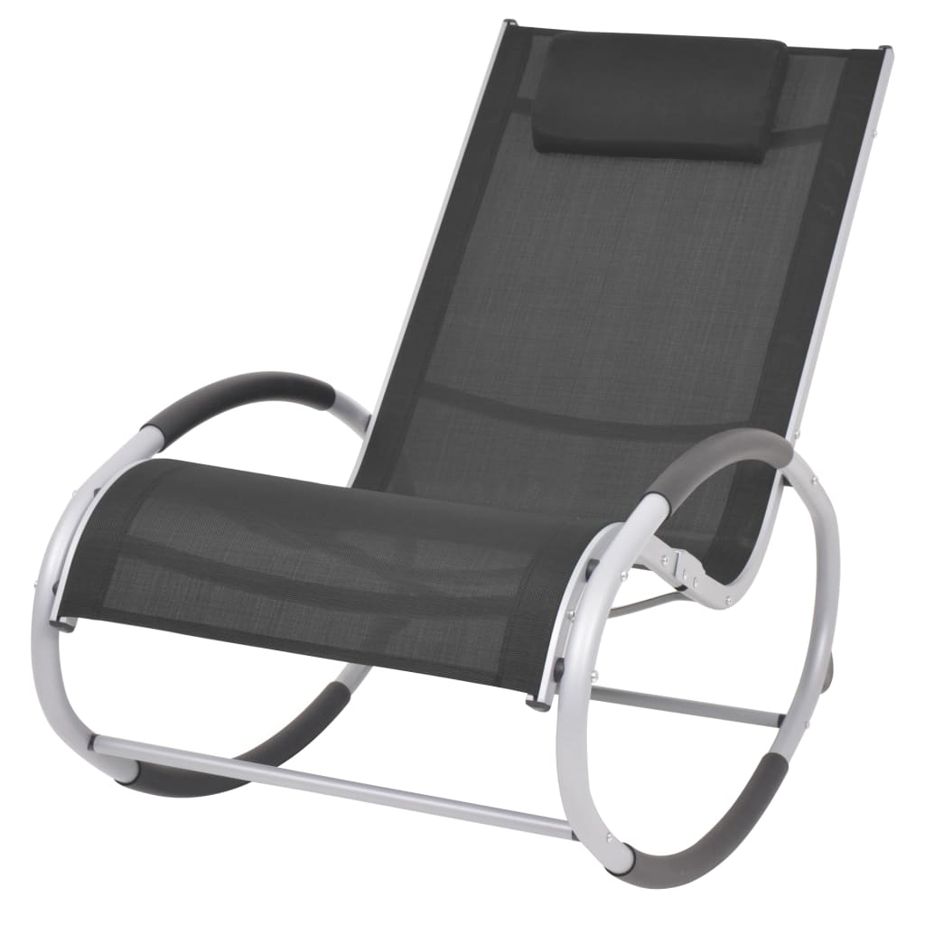 Outdoor Rocking Chair Textilene Black 47781