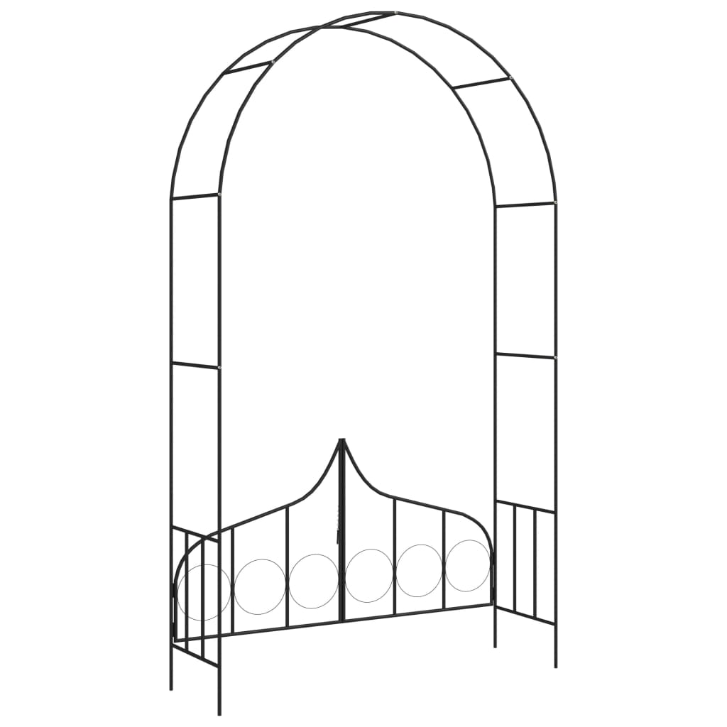 Garden Arch With Gate Iron Black 47092