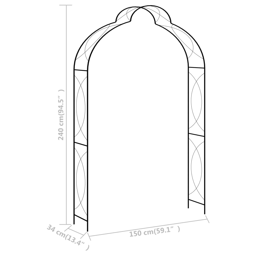 Garden Arch With Gate Iron Black 47092