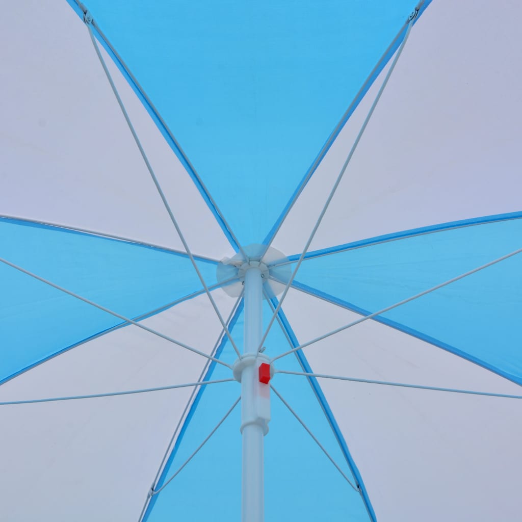 Beach Umbrella Shelter Blue And White Fabric Multico 47807