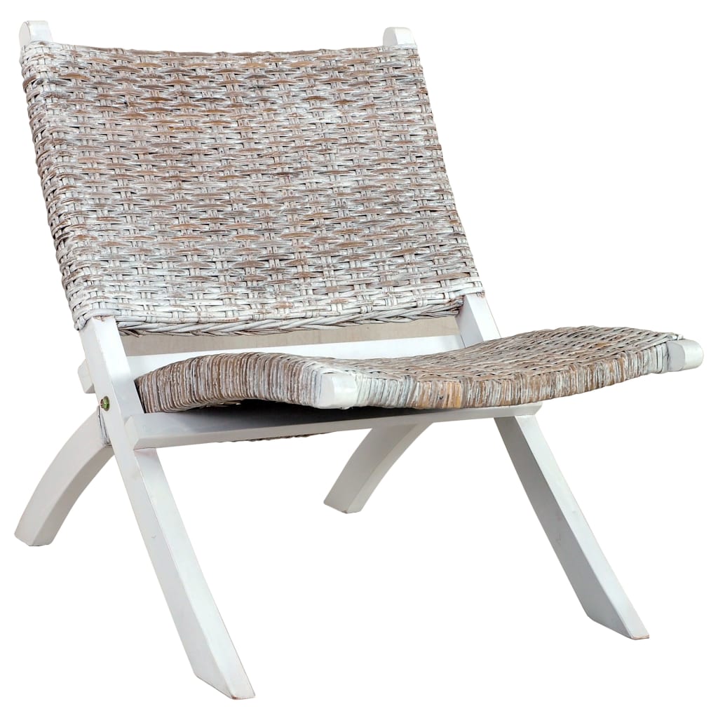 Relaxing Chair Natural Kubu Rattan And Solid Mahogan 285800