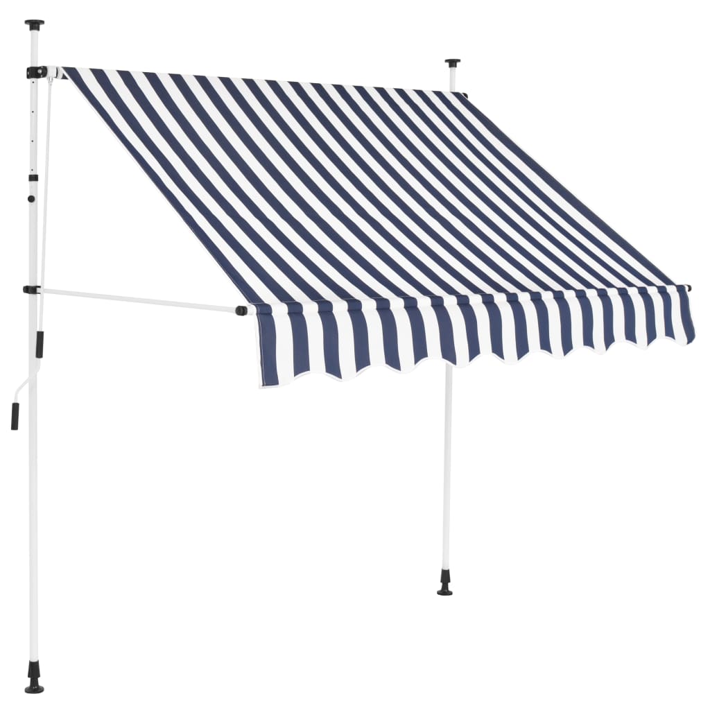 Manual Retractable Awning And White Stripes Blue 48236