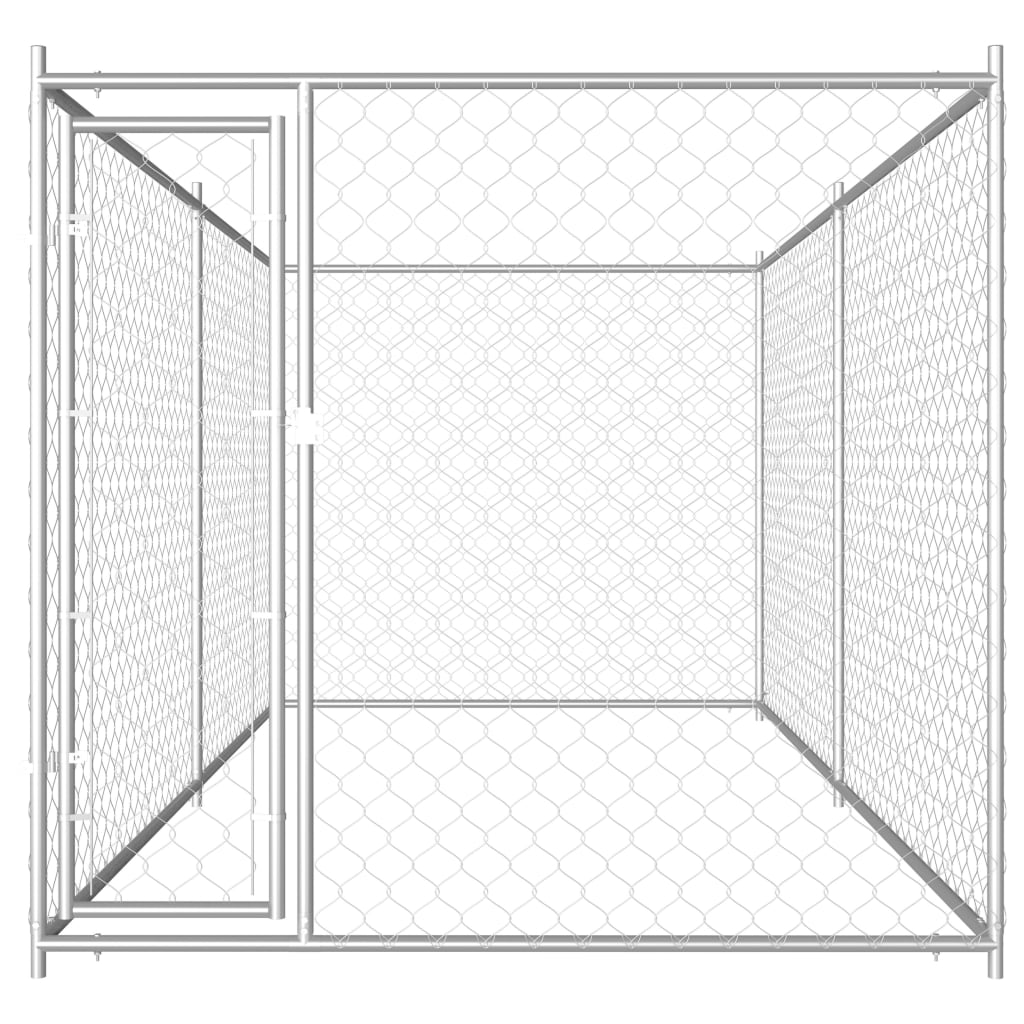 Outdoor Dog Kennel With Canopy Top Silver 145024