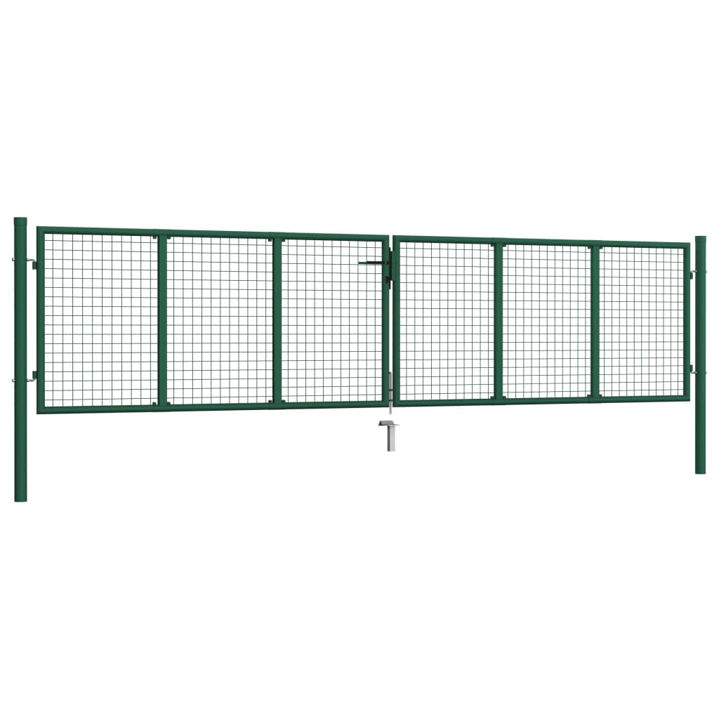 Double Door Fence Gate With Spear Top Black 145740
