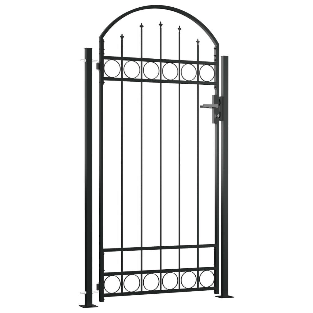 Fence Gate With Arched Top Steel Black 145750