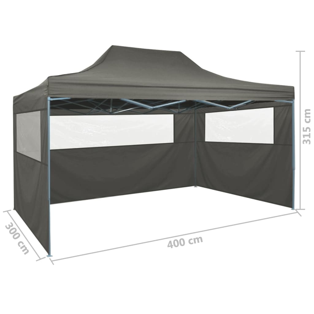 Folding Party Tent With Sidewalls Steel Blue 48890