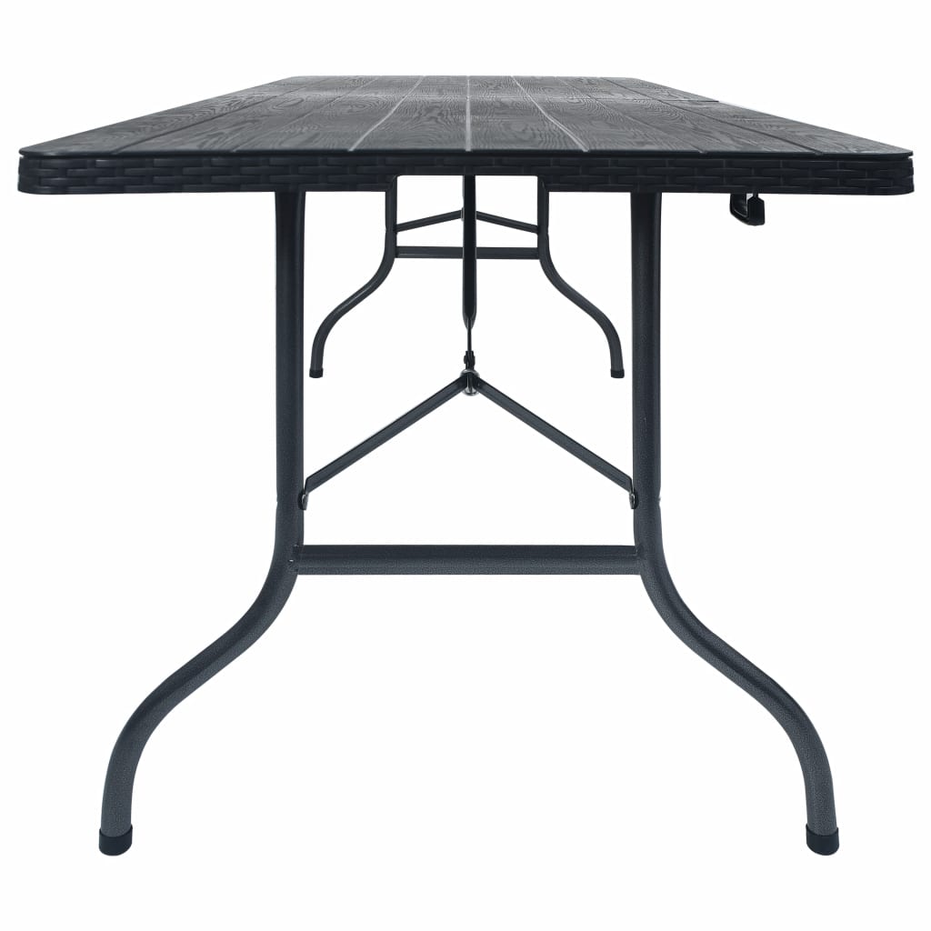Folding Patio Table Hdpe Imitation Rattan Black 48831