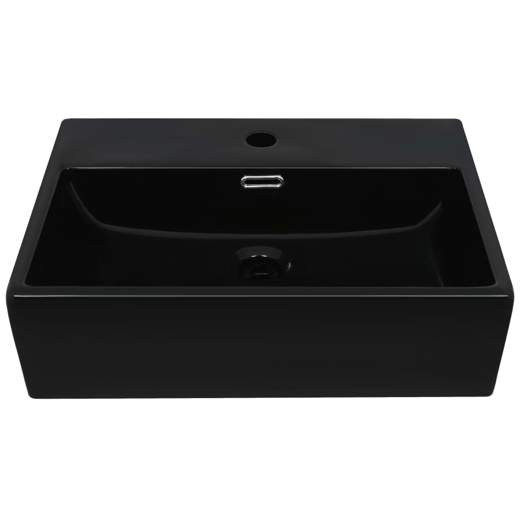 Basin With Faucet Hole Ceramic Black 146170