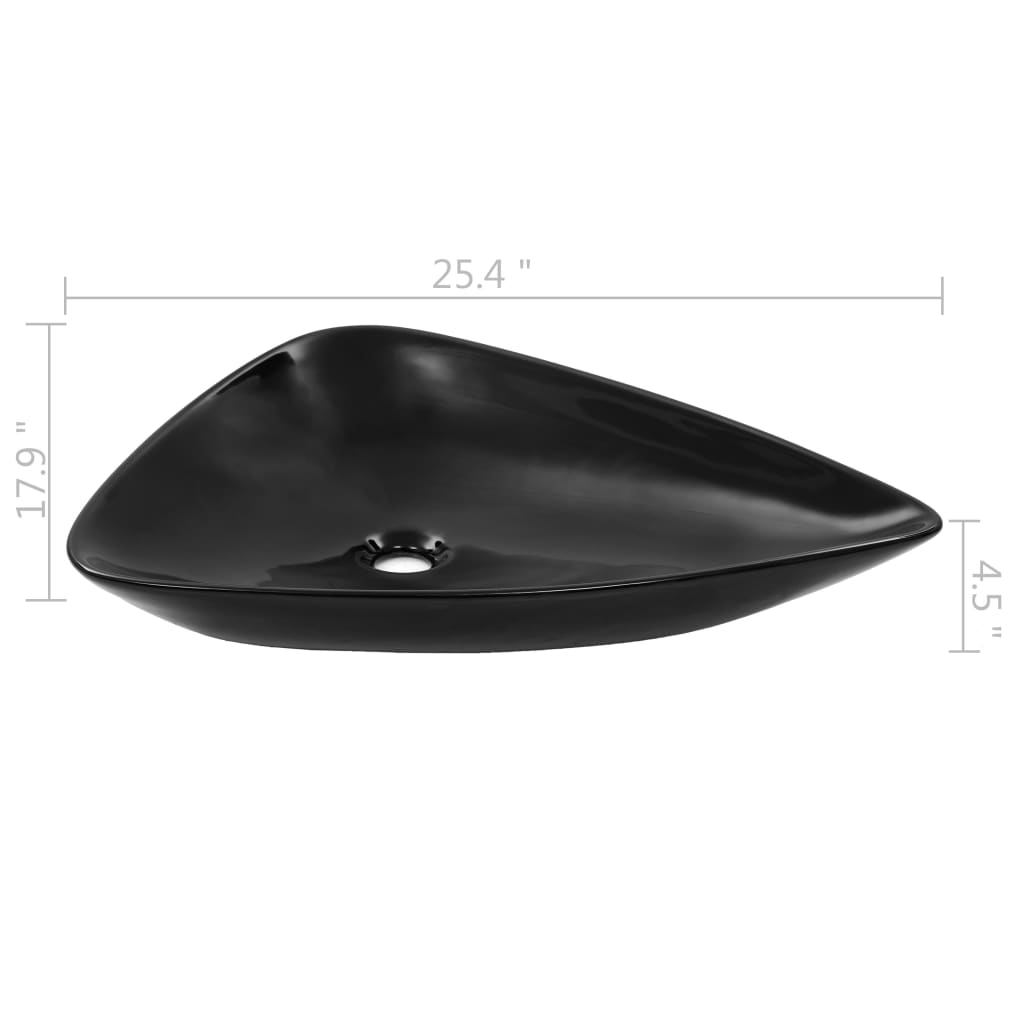 Basin With Faucet Hole Ceramic Black 146170