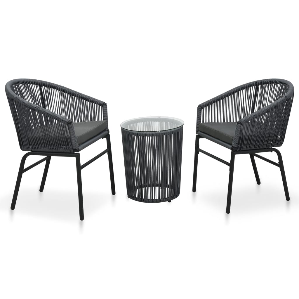 Bistro Set With Cushions Pvc Rattan Anthracite 48140