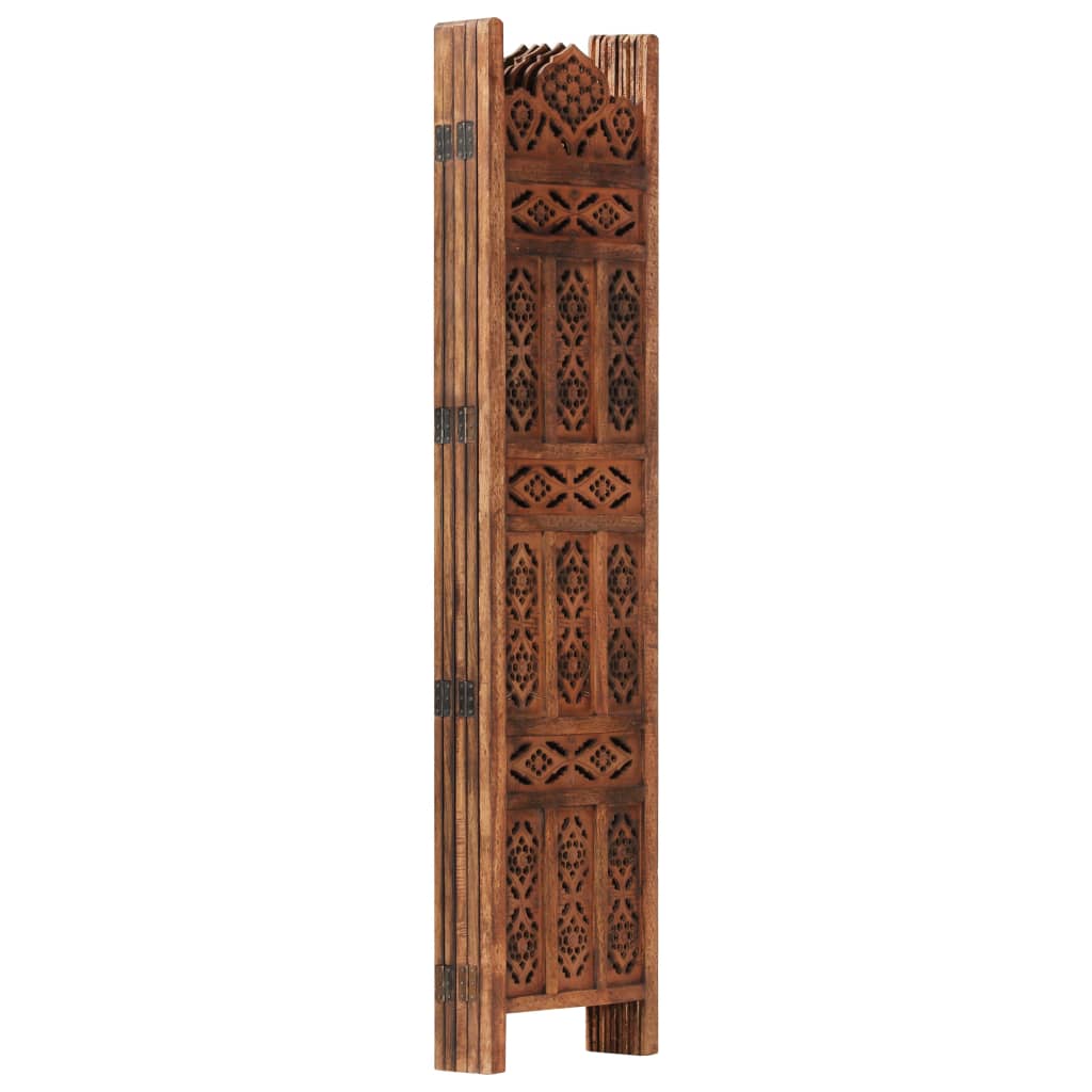 Hand Carved Panel Room Divider Solid Mango Wood Whit 285320